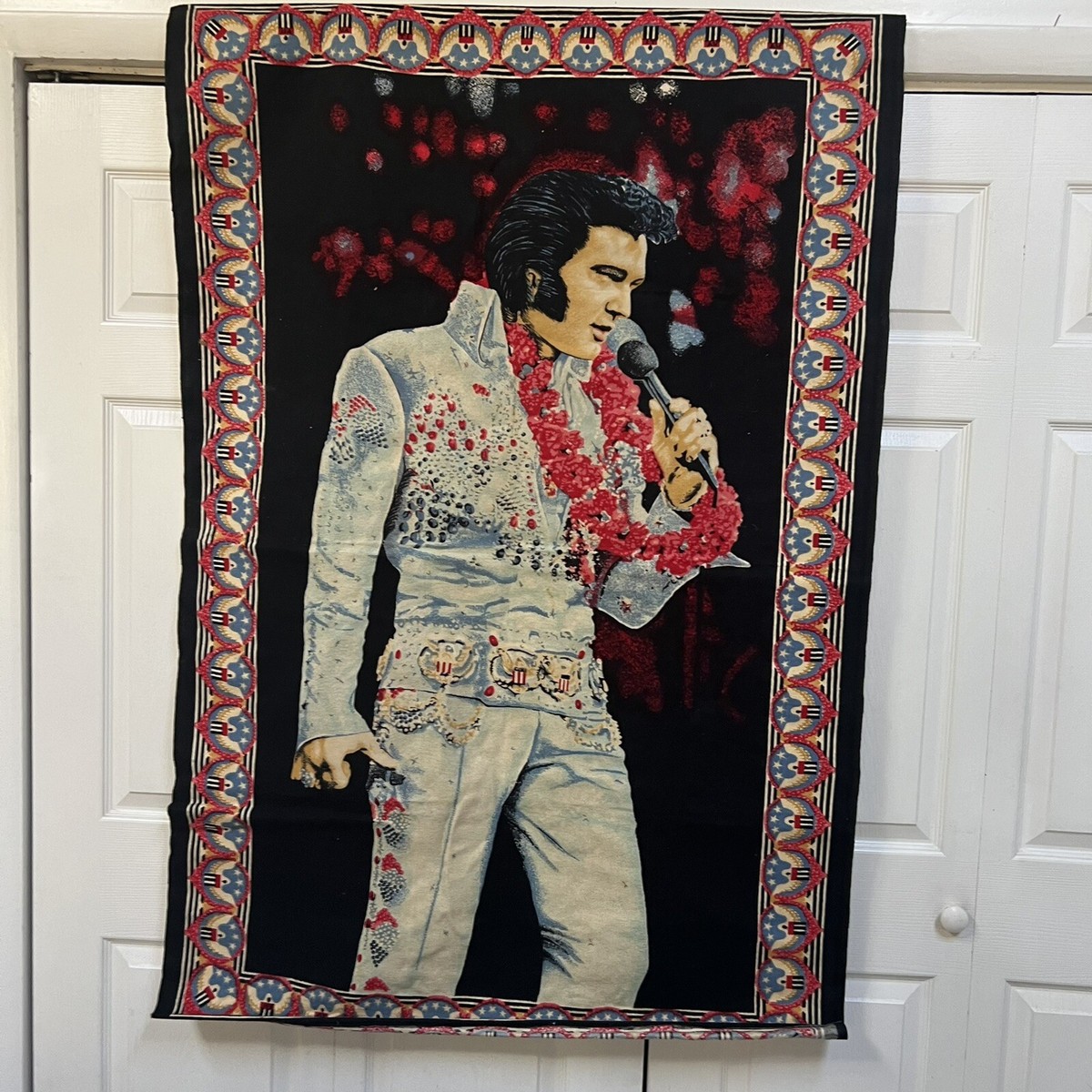 Vintage Elvis Presley in Hawaii Brushed Fabric Wall Hanging