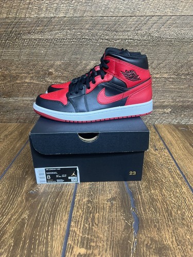 Air Jordan 1 Mid 'Banned' Black/Gym Red 554724-074 US Men's Size 8 DEADSTOCK - Picture 8 of 8