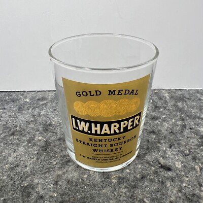 Gold Medal I W Harper Kentucky Straight Bourbon Whiskey Double Shot Rocks Glass