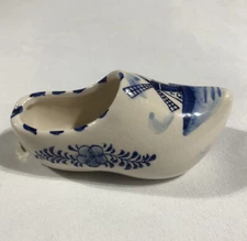 Delft Blue Clog Shoe Ashtray Vintage Holland Dutch Windmill Hand Painted Ceramic