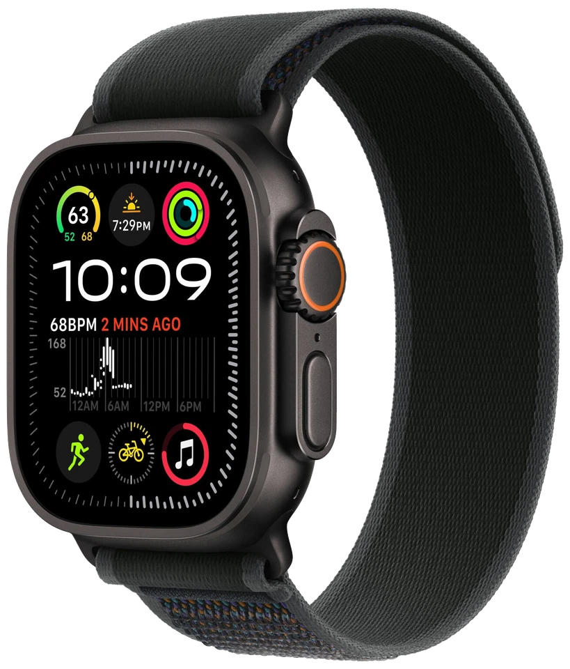 Apple Watch Ultra 2 2024 LTE Schwarz Titan 49mm Trail Loop Schwarz M/L MX4V3