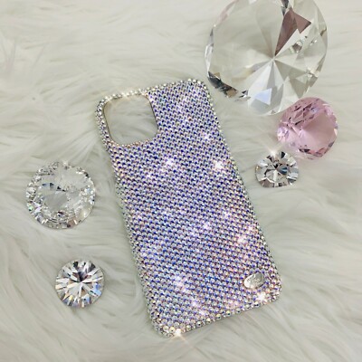 For iPhone 11 Pro - Small 12ss Crystal AB Bling Back Case made with Swarovski