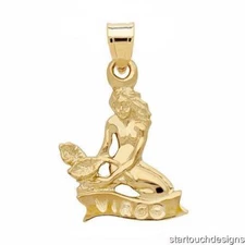 New 14k Gold Virgo Zodiac Pendant