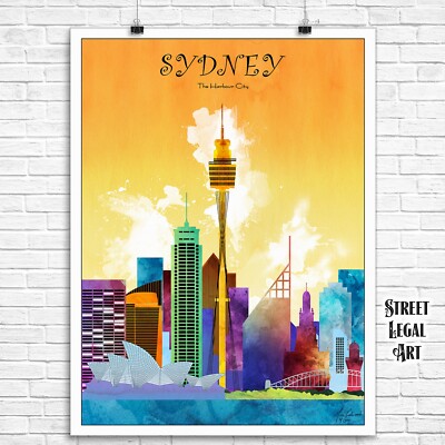 Australia City Skyline Travel Love Watercolor T-Shirt Australia City Skyline Travel Love Watercolor T-Shirt