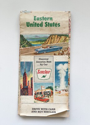 VINTAGE SINCLAIR OIL 1967 HIGHWAY ROAD MAP OF EASTERN UNITED STATES