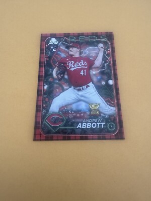 Andrew Abbott Red Plaid Parallel - Topps 2024 Holiday Advent Calendar - Reds