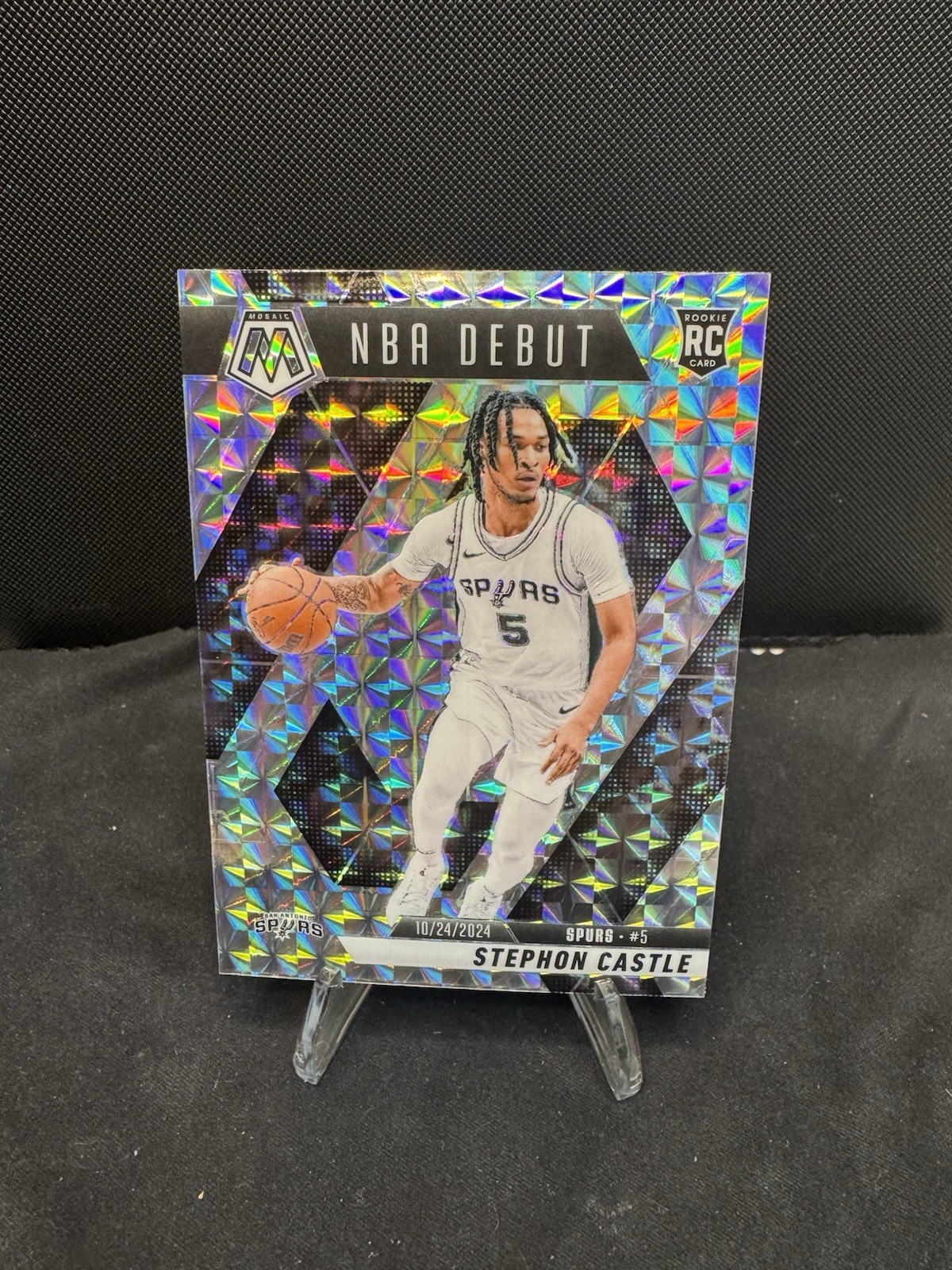 2024-25 Panini Mosaic Stephon Castle #267 RC Rookie NBA Debut Silver Prizm Spurs