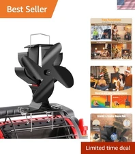 Efficient Wood Stove Fan with Clip-On Mount - Ideal for Outdoor Camping & Home