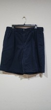 Vtg Polo Golf Ralph Lauren Shorts Mens 38 Blue Linen Chino Pleated Preppy Solid