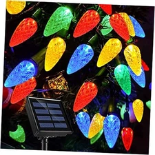 50 LED 21Ft C6 Solar Christmas Lights Outdoor, 8 50LEDS C6 Bulb - Multicolor