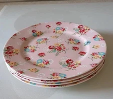 Set of 4 Grace's Teaware Pink Floral Design 8" Salad Dessert Plates New Cottage