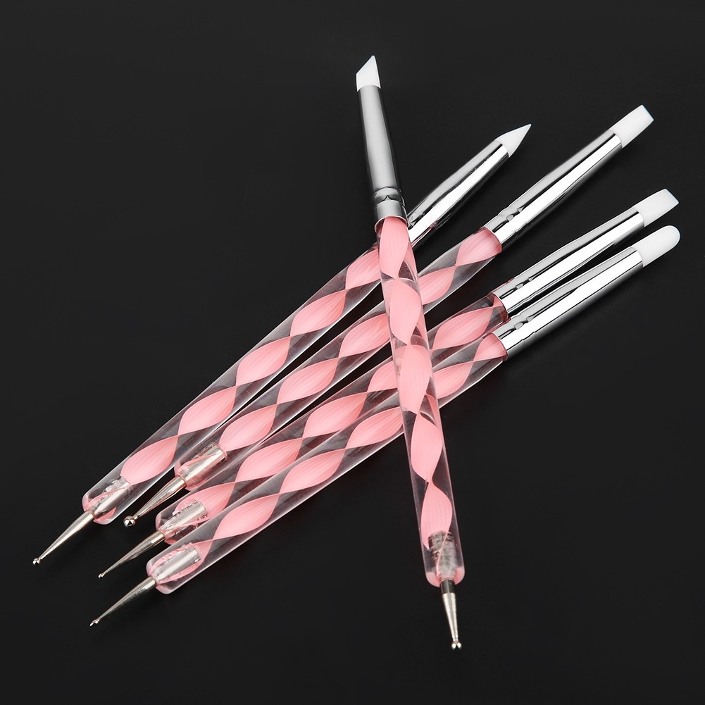 5pcs Double Head Clay Sculpting Tool Nail Pottery Silicone Dotting Brush Pen