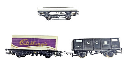 Schwader von 3 Hornby Cadburys Van Bachmann NCB Mineral Wagon Flatcar Stocks Unboxed.