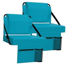 2pcs Stadium Seat for Bleachers with Back Support Portable Bleacher Cyan,2 Pack