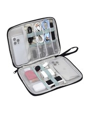 Electronics Travel Organizer Case for Chargers and Cords Black