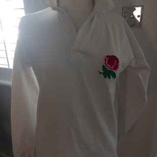 England Rugby Vintage Shirt Large 1980s 90s Jersey White Cotton Men's Size L Top