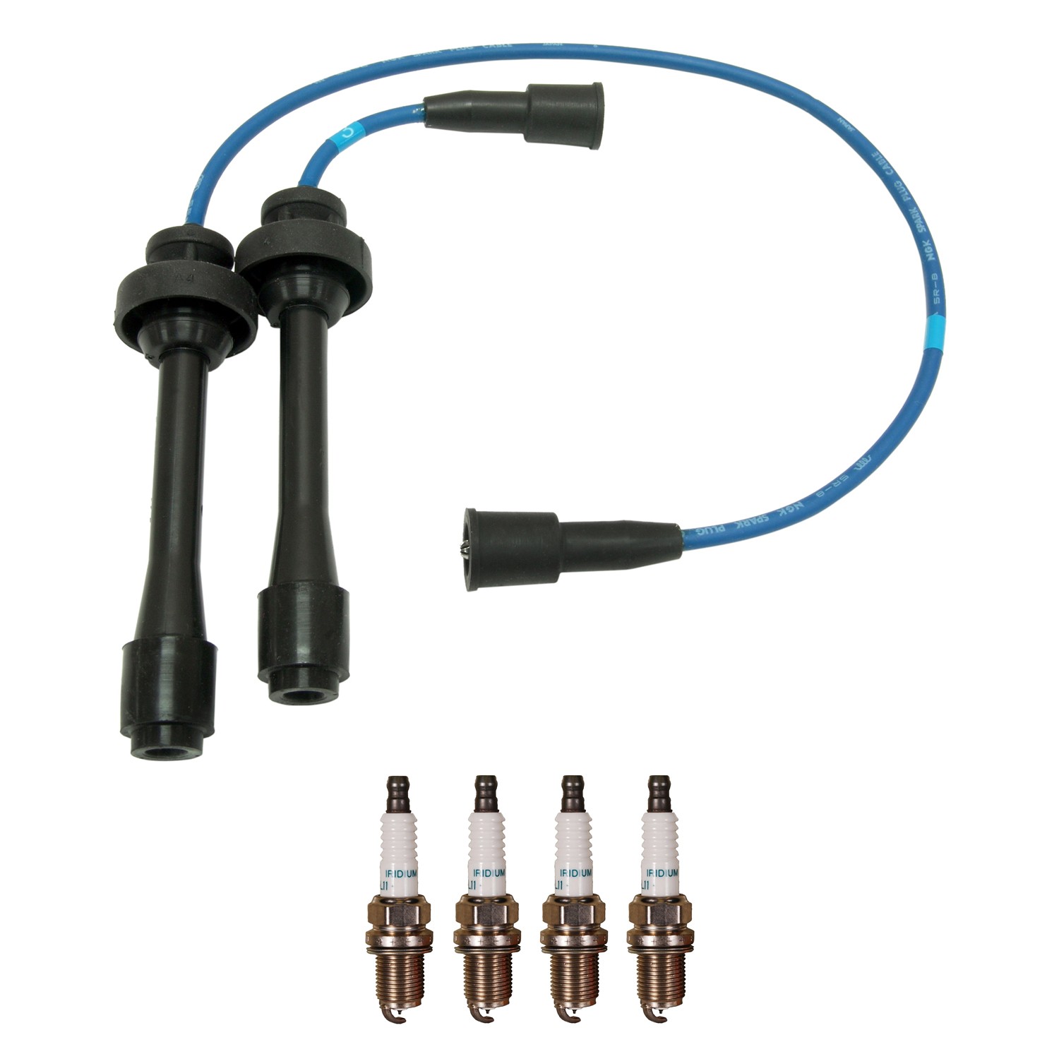 NGK Wire Set And Denso 4 Double Iridium Spark Plugs Kit for Protege 2.0 L4 01-03