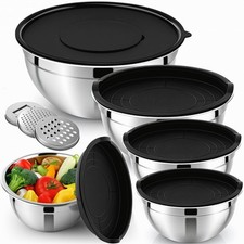 Mixing Bowls with Airtight Lids Set of 5, Stainless Steel Mixing Bowls with 3...