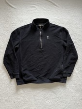 Straight Down Cotton Golf Sweater Mens 2XL Black Fleece Quarter Zip Made In USA