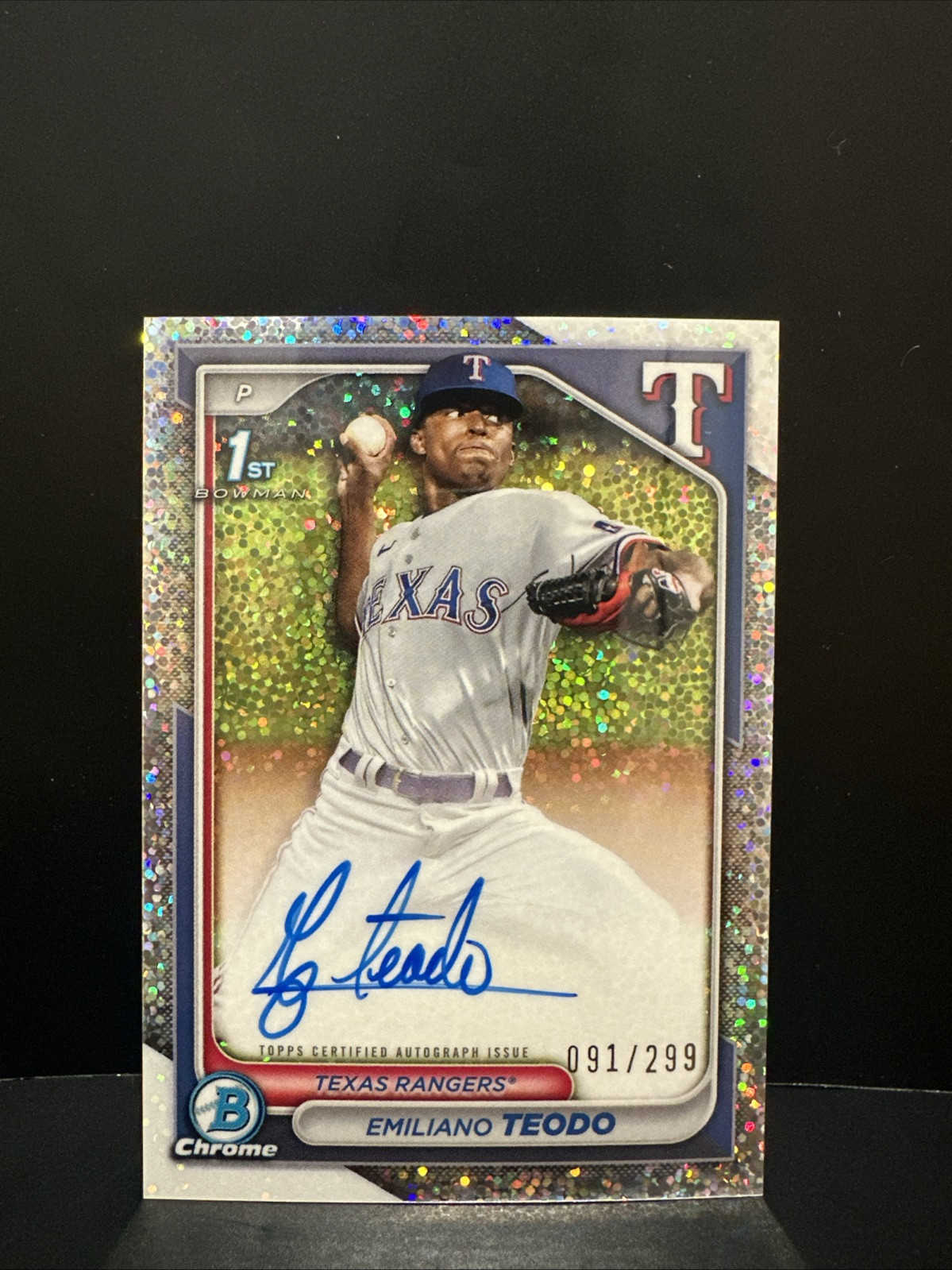 Emiliano Teodo - 2024 Bowman Chrome 1st AUTO 🔥 SPECKLE REFRACTOR /299 🔥 T52