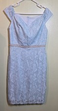 Off the Shoulder Intricate Lace Dress Mini Embellished Waistband Formal Regency