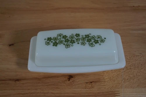 Vintage PYREX Spring Blossom Crazy Daisy Butter Dish & Lid USA - Lot B