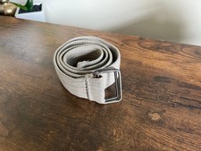 Vintage Gray Canvas Web Belt Adjustable Military Style with Metal Buckle