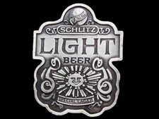 KD21173 GREAT 1978  SCHLITZ LIGHT BEER  SPECIAL LAGER PEWTER BEER BUCKLE