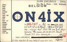 QSL radio card ON4iX 1972 Warsage Waloon Belgium Alain Lheureux