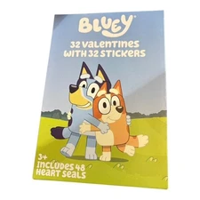 Bluey 32 Valentines with Stickers Kids Holiday Cards by Paper Magic