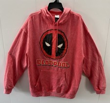 Marvel Deadpool Hoodie Sweatshirt Red Men's Size XL 46-48 Pullover Fleece