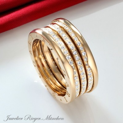 Bvlgari Ring B-Zero 1 4-Band Gelbgold 750 Diamanten Gr 52 Gold Brillanten