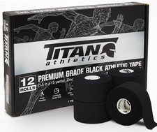 12 Pack Black Athletic Tape 45ft Rolls - Athletes Trainers Injuries First...