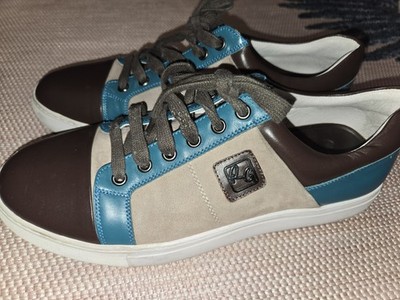 Robert Graham Trixie Sneaker Men s Size 10 Teal, Tan, Brown Leather Old Money