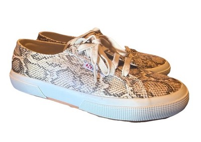 Superga Women s Size 6 Snakeskin Print Sneakers Low Top Lace Up Shoes 2750