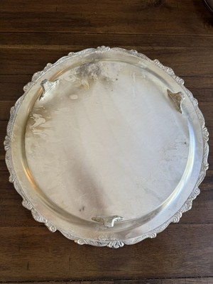 Vintage Sheridan Victorian Silver Plated 16” Round Drink Serving