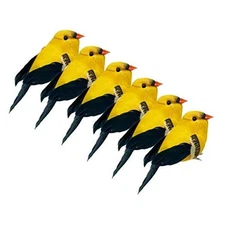  6PCS Small Artificial Birds 3.5" Yellow Bird Yellow Bird Oriole Finches 6pcs
