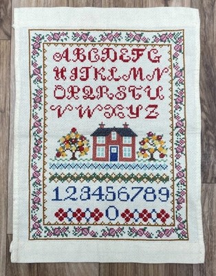 Vintage Finished Cross Stitch Piece ABC 123 Home 13X10