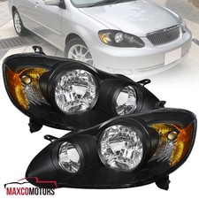 Black Headlights Fits 2003-2008 Toyota Corolla Replacement Lamp Leftright 03-08