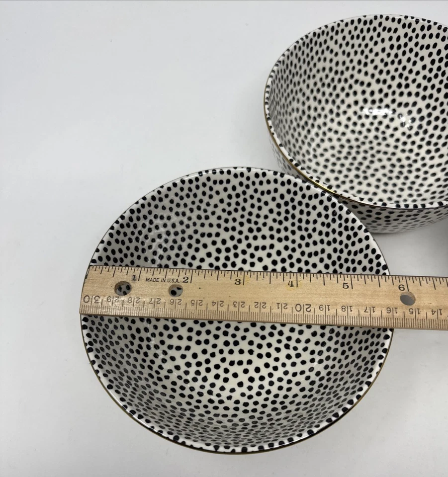 Conjunto de 3 tigelas de cereais coleção tomilho e pontos de mesa aro ouro branco preto - Imagem 4 de 4