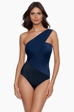 Magicsuit 6006073 Colorblock Goddess One Piece Swimsuit Sz 8 Navy Mrsp 170