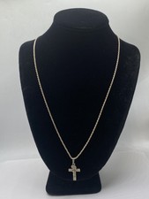 Sterling Silver Crucifix Pendant Twist Chain Necklace 8.7g
