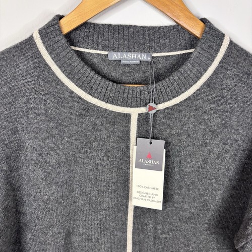 Alashan Cashmere Sweater Womens M Gray Juliette Boxy Crew Quiet Luxury Old Money - Foto 3 di 10