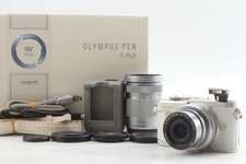3079shots Near MINT in Box Olympus PEN E-PL9 DSLR White 2 lens kit From JAPAN