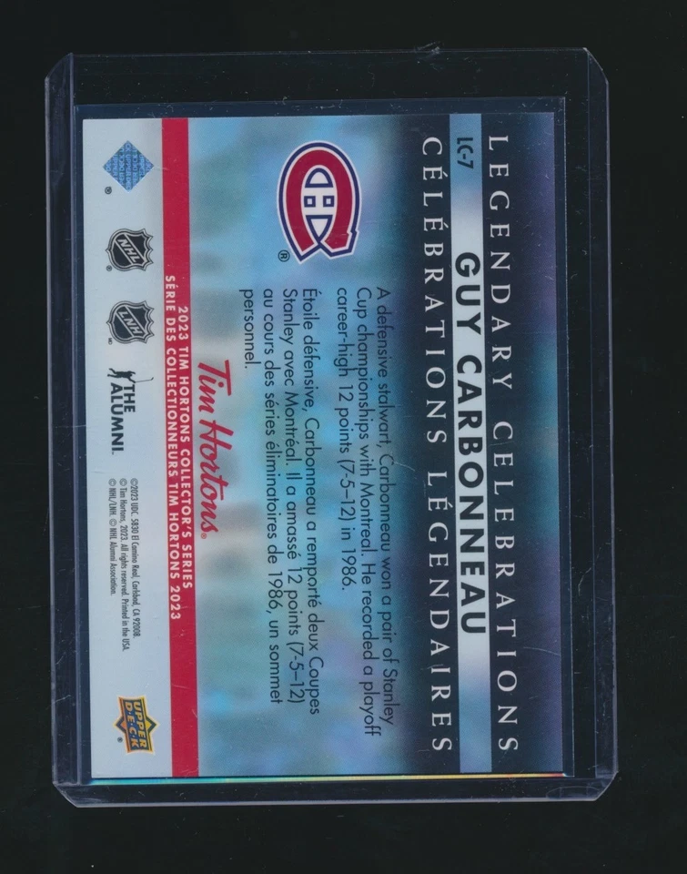 GUY CARBONNEAU 2023 UPPER DECK TIM HORTON’S LEGENDARY COLLECTION #LC-7 - Image 2 of 2