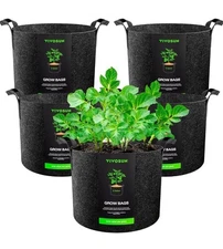 VIVOSUN 5-Pack 5 Gallon Grow Bags Heavy Duty Nonwoven Fabric Pots w/ Handles