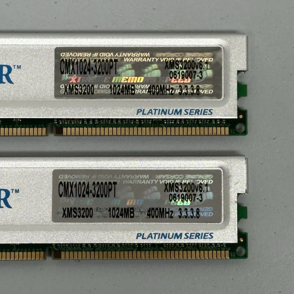 2x 1GB PC3200 DDR-400 CORSAIR XMS CMX1024-3200PT XMS3200 v6.1 Memory STICK DDR1 - Image 3 of 4