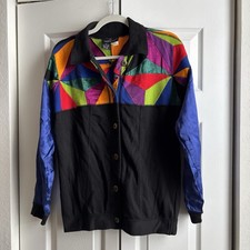 Vintage 90s Carole Little Sports Petite Jacket Size S Colorful Wearable Art