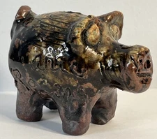 Marie Rogers Pottery Signed Small Pig Figurine Southern Georgia Folk Art