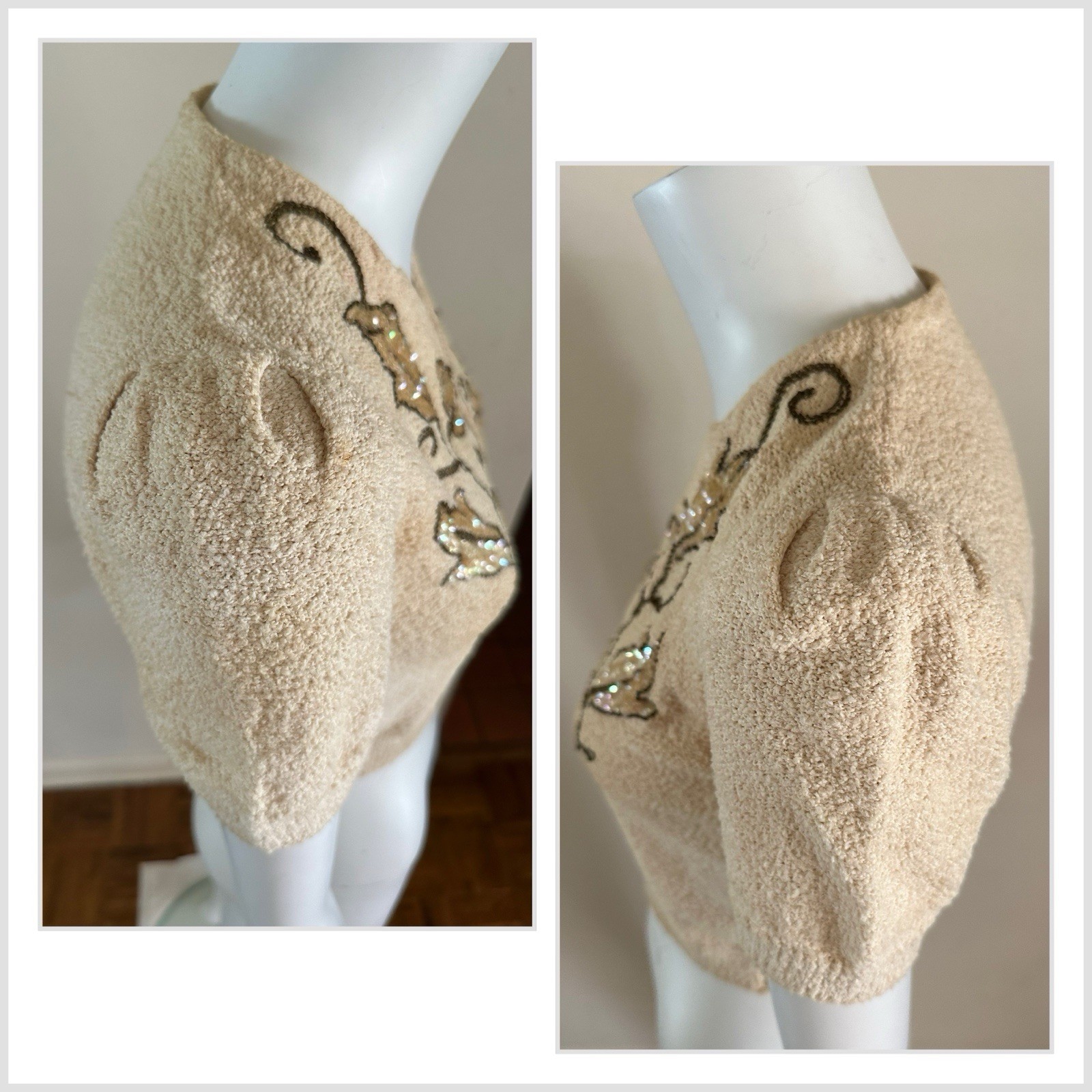 1930s Boucle Sequin Cardigan Sweater Talon Bell Z… - image 10